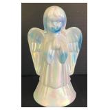 Fenton Slag Glass Celeste Blue and Milk Glass Angel Figurine