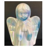 Fenton Slag Glass Celeste Blue and Milk Glass Angel Figurine