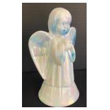 Fenton Slag Glass Celeste Blue and Milk Glass Angel Figurine