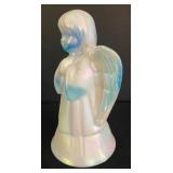 Fenton Slag Glass Celeste Blue and Milk Glass Angel Figurine