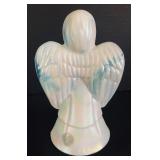 Fenton Slag Glass Celeste Blue and Milk Glass Angel Figurine