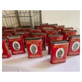 Over 40 Vintage Prince Albert Tobacco Tins with Metal Crate