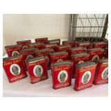 Over 40 Vintage Prince Albert Tobacco Tins with Metal Crate