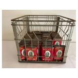 Over 40 Vintage Prince Albert Tobacco Tins with Metal Crate