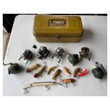 Vintage Tackle Box with Lures and Reels