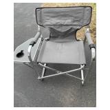 Two Coleman Folding Chairs with Flip Up Side Tables
