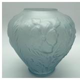Cambridge Glass Handblown Frosted Blue Embossed Vase