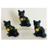 Trio of Fenton Happy Cat Figurines
