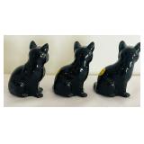 Trio of Fenton Happy Cat Figurines