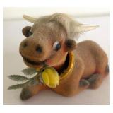 Six Vintage Flocked Felt Bobble Head Animals