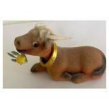 Six Vintage Flocked Felt Bobble Head Animals