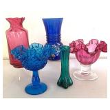 Colorful Vintage Vases and Pedestal Dishes