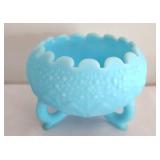 Blue Satin Fenton "Leaf Bowl"