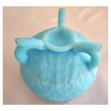 Blue Satin Fenton "Leaf Bowl"