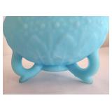 Blue Satin Fenton "Leaf Bowl"