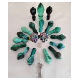 Collections of Imperial Slag Glass and Crystal Bottle Stoppers