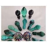 Collections of Imperial Slag Glass and Crystal Bottle Stoppers