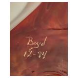 Vintage Signed Boyd Slag Glass Ashtray