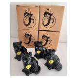 Set of Four Signed Fenton Happy Face Cat Figurines