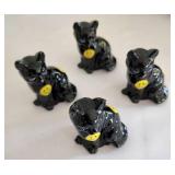 Set of Four Signed Fenton Happy Face Cat Figurines