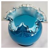 Stunning Turquoise Ruffle-Edged Bowl