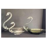 Duncan and Miller Glass Swan Trio