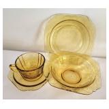 1976 Madrid Yellow Depression Glass Dish Set