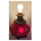 Lovely Red Floral Glass Lamp