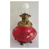 Lovely Red Floral Glass Lamp