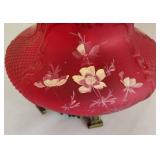 Lovely Red Floral Glass Lamp