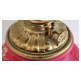 Lovely Red Floral Glass Lamp