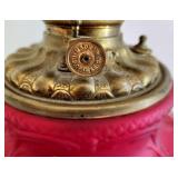 Lovely Red Floral Glass Lamp