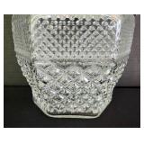 Covered Glass Ice Bucket with Silver Metal Detailing