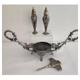 Ornate Pewter-Like Candleholder Plus More