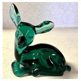 Vintage Green Fenton Glass Deer Figurine