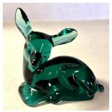 Vintage Green Fenton Glass Deer Figurine