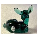 Vintage Green Fenton Glass Deer Figurine