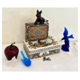 Vintage Treasures and Trinkets including Delft Porcelain Dresser Box