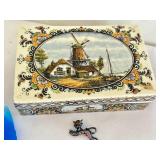 Vintage Treasures and Trinkets including Delft Porcelain Dresser Box