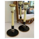Vintage Wall Mirror and Pair of Vintage Decorative Candle Holders