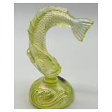 Fenton Uranium Yellow Glass Fish Figurine