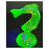 Fenton Uranium Yellow Glass Fish Figurine