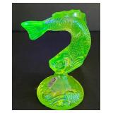 Fenton Uranium Yellow Glass Fish Figurine