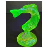 Fenton Uranium Yellow Glass Fish Figurine