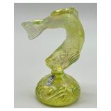 Fenton Uranium Yellow Glass Fish Figurine