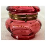 Antique Cranberry Glass Vanity Jar