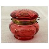 Antique Cranberry Glass Vanity Jar