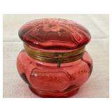 Antique Cranberry Glass Vanity Jar