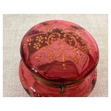 Antique Cranberry Glass Vanity Jar