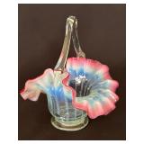 Antique Victorian Opalescent Glass Basket
